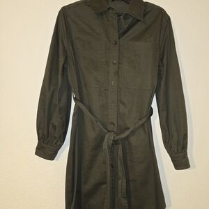 Banana Republic Dark Green Long Sleeve Dress